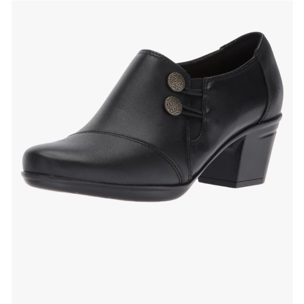 Clarks Emslie Warren‎ Shoes Women Black Sz 8.5 Ankle Bootie Comfort Leather EUC